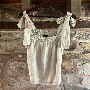 Jcrew Linen tie shoulder tank flax color